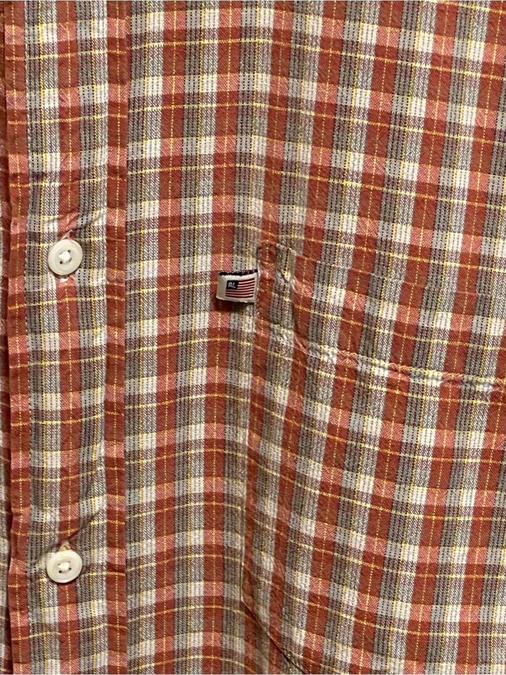 Ralph Lauren Polo Jeans Co. Men's Rust and Cream Plaid Button-Down Shirt - Picture 6 of 6